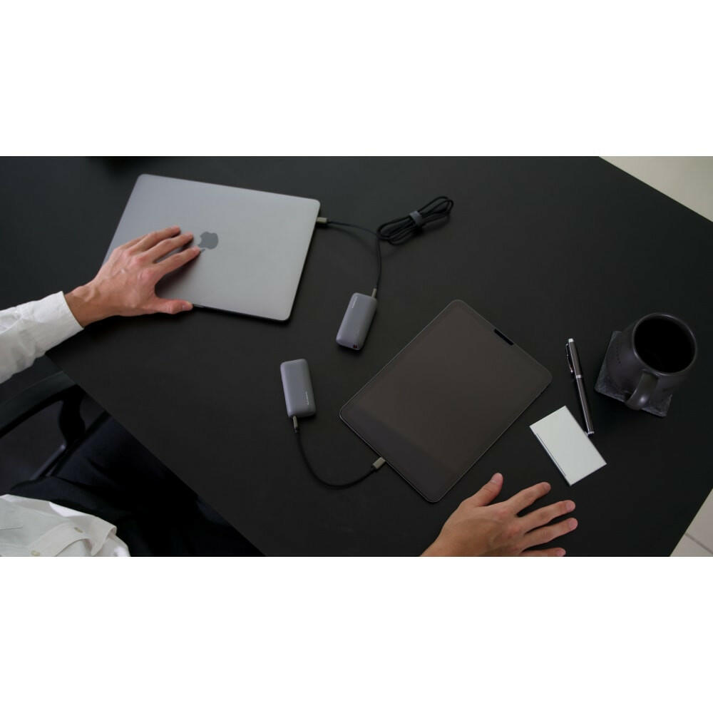 Grey Pixy Mini Compact Power Bank 5000mAh 20W Power Delivery Output charging iPad and Macbook Air