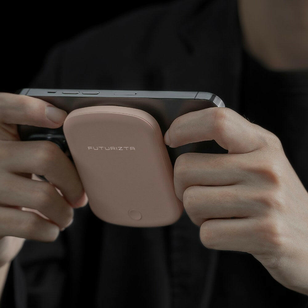 Pink Pixy Go 5000mAh Thin MagSafe Wireless Power Bank in horizontal position